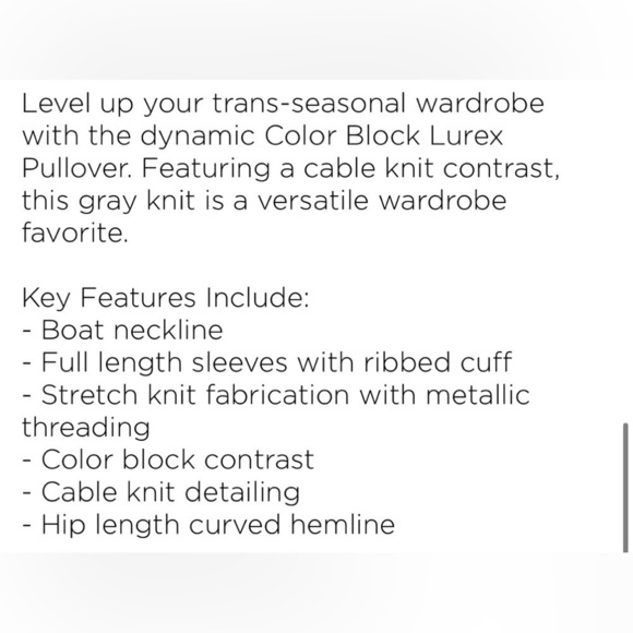 Avenue plus size 26/28 NWT colorblock gray pink lurex sweater cable knit pastel - Picture 7 of 8